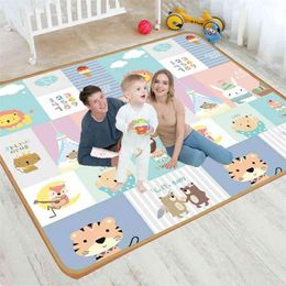 Baby Play Mat Waterproof Soft Floor Playmat Foldable Crawling Carpet Kid Game Activity Rug Folding Blanket Educational Toys 210402