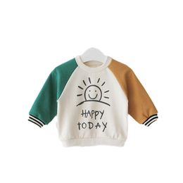 Toddler Girl Tops Boys And Girls Autumn Long Sleeve T-shirt Baby Clothes Pure Cotton Cute Bottom Shirt Jacket 210515