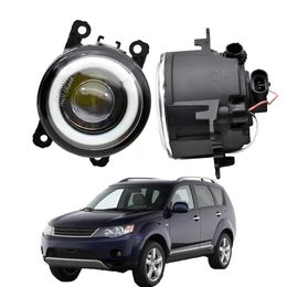 Angel Eye Fog Light For Mitsubishi Outlander II 2006-2012 Car Front Bumper led with Halo Ring Daytime Running Lamp 20W 12V