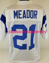 Men Women Youth Eddie Meador Custom Sewn White Football Jersey XS-5XL 6XL