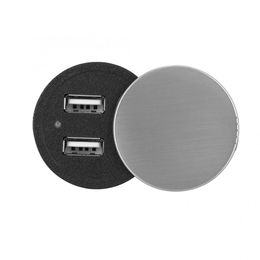 Furniture Sofa Round USB Charger Socket Extend Cable with Rotate Cap Revolve Lid Gyrate Zinc Alloy Metal Cover Waterproof Dustproof Protect