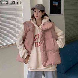 WERUERUYU Winter Hooded Sleeveless Jacket Women Windproof Warm Cotton Women Vest Coat Casual Thicken Waistcoat 210817