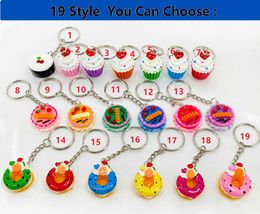 Metal Keychains Creative resin Material Imitation Cream keychain Cake Key Ring Pendant Toys Gifts for Unisex