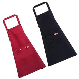 Aprons 2 Pcs Stain-resistant Housework Dacron Painting With Buttons
