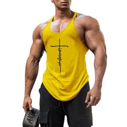 Men's Tank Tops Brand Gym Clothing Cotton Singlets Canotte Bodybuilding Training Running Top Men Fitness Shirt Muscle Guys Sleeveless Vest