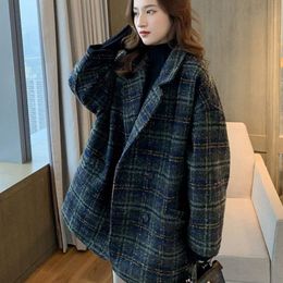 Women's Wool & Blends Winter Warm Tweed Coat Women Elegant Short Outwear Jacket Female Korea Fahion Black Plus Size Cltothing 2021 Autumn