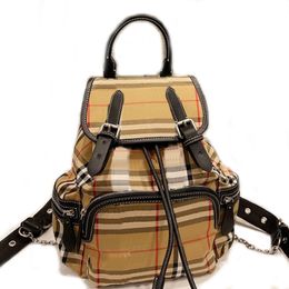 Cosmetic Bags Cases Backpack Shoulder Bags Handbag Tote Bag Tartan Patchwork Colour Fashion High Quality Canvas Adjustable Shoulder Strap String Women Backpacks