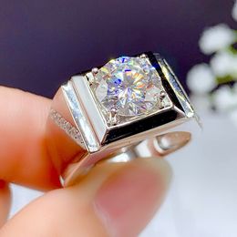 Fashion AAA zircon moissanite gemstones diamonds rings for men 18k white gold silver Colour bague Jewellery wedding band gifts