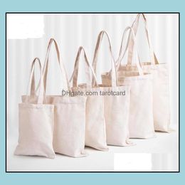 Storage Bags Home & Organization Housekee Garden Blank Pattern Canvas Shop Eco Reusable Foldable Shoder Bag Handbag Tote Cotton Custom Whole