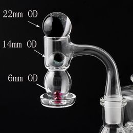 Smoking Full Weld 20mmOD Terp Slurpers Beveled Edge Quartz Banger With 22mm/14mm Glass Marbles & 6mm Ruby Pearls 45 90 Degree Nails For Water Bongs Rigs