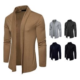 2020 Fashion Men's Solid Color Plus Size Jacket Casual Long Sleeve Shawl Cardigan Business Sweater Winter Clothing Y0907