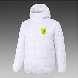 21-22 FC Nantes Men's Down hoodie jacket winter leisure sport coat full zipper sports Outdoor Warm Sweatshirt LOGO Custom