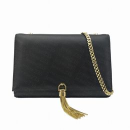 High Quality Style Women Shoulder Bags Black Leather Handbags Gold Chain Crossbody Messenger Purse Wallet