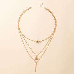 Charms Geoemtry Pendant Necklace for Women Elegant Multi-layer Gold Silver Color Adjustable Party Jewelry Collar