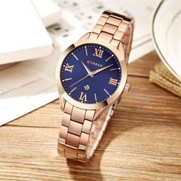 CURREN Top Luxury Brand Women Calendar Quartz Watches Ladies Stainless Steel Rose Gold Watch Female Wrist Watch Relogio Feminino 210517