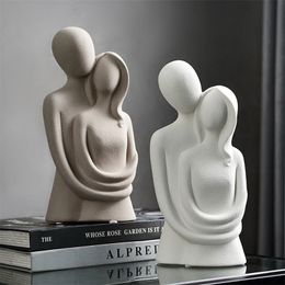 Nordic Abstract Statue Sculpture Thinker Character Ornaments Decoration Resin Ceramic Crafts Living Room Home Gift 210827