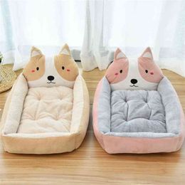 Dog bed Removable And Washable Teddy Cartoon Pet Nest Pet Ssupplies Large dog Golden Dog Bed Mat Pet Accessories Cat Bed 210924