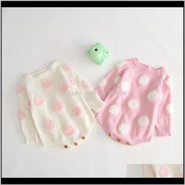 Jumpsuitsrompers Baby Clothing Baby Maternity Drop Delivery 2021 Born Autumn Knitted Rompers Long Sleeve Flocking Wool Pullover Kids Onesies