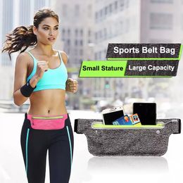 Marathon Running Bag Pockets Sports Waist Bags Nylon Lycra fabric Women Men Mobile Phone Case Holder Fitness Outdoor Waist Pack Belts Waterproof