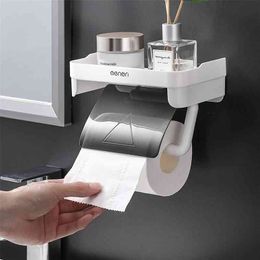Paper Towel Holder Household Storage Box Waterproof Tissue Punch Free Bathroom Home Accessories 210423
