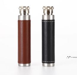 1oz Portable Outdoor Hip Flasks Leather Stainless Steel 30ml Whiskey Bottle RRA12153