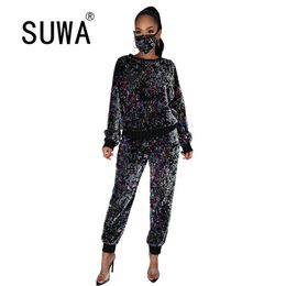 Wholesale Classic Fashion Fall Winter Clothes Tracksuit Woman Matching Sets Pullover Oversized Top Baggy Pant Trousers Cool Girl 210525
