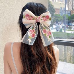 -Big Bow Hairpin carino pizzo barrette per capelli clip da donna ragazze BB HairGrip coreano oversize per capelli floreali accessori