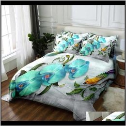 Supplies & Gardenwostar Fashion Simple White Bedding Set Duvet Er King Queen Size Comforter Sets 3D Printing Daisy Flowers Home Textiles Drop