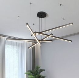 Nordic living dining room chandelier modern minimalist long strip light atmospheric household led lamp for bedroom