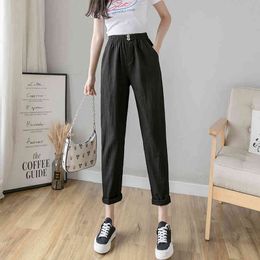 Summer Fashion Harem Pants for Women High Waist Sweatpants Female Casual Trousers Cotton Linen Street Wear Pant 210423
