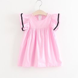 Summer Baby Girl Dress Cotton Leisure Kids Clothes Splice Pattern Flying Sleeve Vest Princess Girls 210515