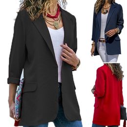 Women's Coats and Jackets Spring Fashion Ladies Thin No Buttons Red Suit Blazer Oversize Casual Solid Outwear Female 3XL 210514