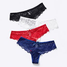 Sexy Lace See Through G String Bow Knot Invisible Bikini Panties Underwear Women Thongs T Back Briefs Lingerie Clothing