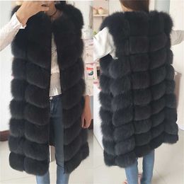 Natural Real Fur Vest Coat For Jacket female coats Waistcoat long s 211122