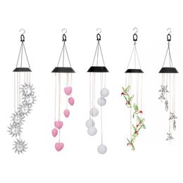 Solar Powered Wind Chimes Colour Changing LED Light Home Garden Yard Decor Lamp - .A