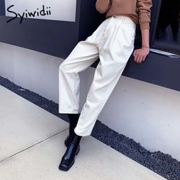 Beige mom jeans women plus size 5XL street wear Elastic Waist denim pants Loose high waist jean woman black green beige 210417