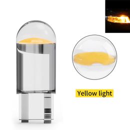 100Pcs Yellow 1LED COB 158 W5W 2825 168 192 194 T10 Wedge Bulbs 12V For Car Side Marker Lamps Dome Map Door Licence Plate Light