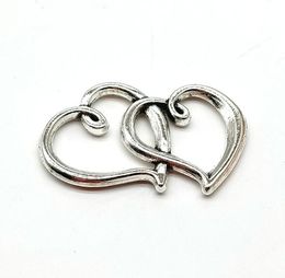 2021 new alloy double Heart Charms Antique silver Charms Pendant For necklace Jewellery Making findings 30x18mm