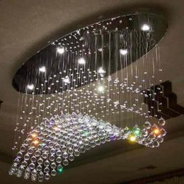 Chandeliers M Nice Design D 100% Oval Crystal Wave Lamp Lustre LED Home L800*w200*h600mm , Modern Lighting