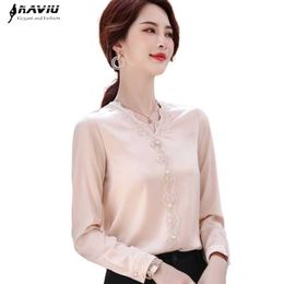 White Shirt Women Long Sleeve Autumn Fashion V Neck Loose Casual Satin Blouses Office Ladies Temperament Work Tops 210604