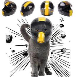 Handsome Cute Pet Helmet Cat Dog Cap Outdoor Anti-collision Hat for Styling Po Mini Motorcycle Props 220104