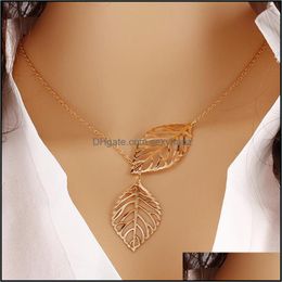 Pendant Necklaces & Pendants Jewelry 2021 Fashion Gold Sier Plated Chain Necklace Leaf Casual Beads Long Strip Gifts Women Drop Delivery Ce2