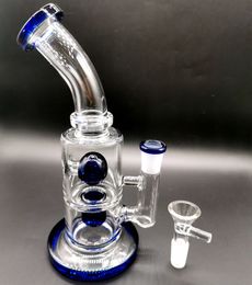 Blue Bong Hookahs Thick Glass Beaker Smoking Pipes 9 Inchs Tall Recycler Dab Rigs Water Bongs With 14mm Bowl