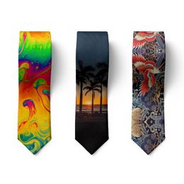 Men Fashion Tie Funny 8cm Width Beach Designer Hallowmas Character Cravate Men's Party Holiday Gift Casual Wedding Neckties Neck Ties