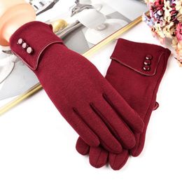 Winter Gloves Women 2021 Fashion Warm Soft Button Decoration Streetwear Casual Driving Guantes Mujer