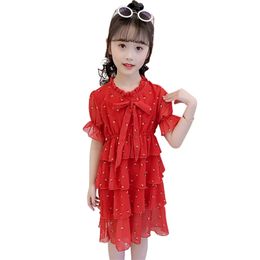 Summer Dresses For Girls Floral Girl Child Cake Tiered Kids Casual Style Costume 6 8 10 12 14 210528