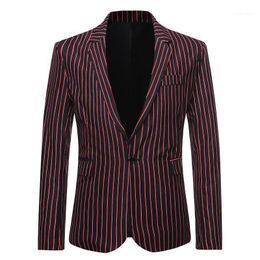 Men's Suits & Blazers Fashion Striped Suit Blazer Men 2021 Brand Mens Single Button Jacket Business Formal Dress Man Terno Masculino1