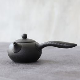 LUWU black ceramic kyusu teapot kettle pot chinese kung fu sets 150ml 210724