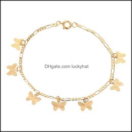 Link Bracelets Jewelrylink Chain Korean Fashion Butterfly Tassel Pendant Bracelet Charming Womens Gold Sier Colour Hand Sweet Girl Party Je