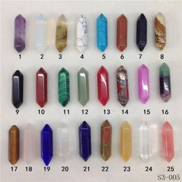 Naked Hexagon Chakra Point Turquoise Rose Quartz Natural Stone Ornaments Hand Handle Pieces DIY Earrings Necklace Accessories